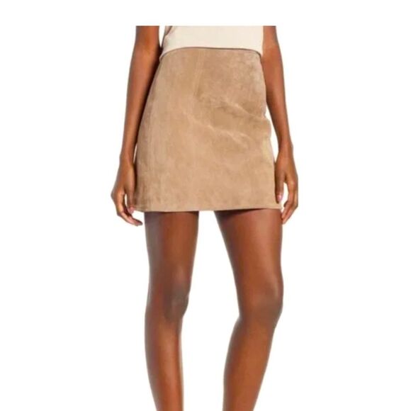 BLANKNYC Women's Suede Midnight Toker Brown Lined Mini Skirt Size 26 - Picture 1 of 11